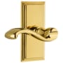 Grandeur Carre Solid Brass Rose Right Handed Privacy Door Lever Set with Portofino Lever and 2-3/4" Backset Lifetime Brass