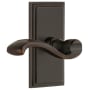 Grandeur Carre Solid Brass Rose Right Handed Privacy Door Lever Set with Portofino Lever and 2-3/4" Backset Timeless Bronze
