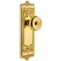 Grandeur Windsor Solid Brass Rose Privacy Door Knob Set with Bouton Knob and 2-3/4" Backset Polished Brass