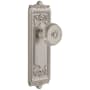 Grandeur Windsor Solid Brass Rose Privacy Door Knob Set with Bouton Knob and 2-3/4" Backset Satin Nickel