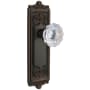 Grandeur Windsor Solid Brass Rose Privacy Door Knob Set with Fontainebleau Crystal Knob and 2-3/4" Backset Timeless Bronze