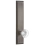 Grandeur Carre Solid Brass Tall Plate Rose Right Handed Privacy Door Knob Set with Bordeaux Crystal Knob and 2-3/4" Backset Antique Pewter