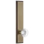 Grandeur Carre Solid Brass Tall Plate Rose Right Handed Privacy Door Knob Set with Bordeaux Crystal Knob and 2-3/4" Backset Vintage Brass