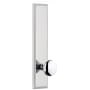 Grandeur Carre Solid Brass Tall Plate Rose Right Handed Privacy Door Knob Set with Fifth Avenue Knob and 2-3/4" Backset Bright Chrome