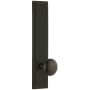 Grandeur Carre Solid Brass Tall Plate Rose Right Handed Privacy Door Knob Set with Fifth Avenue Knob and 2-3/4" Backset Timeless Bronze