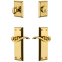 Grandeur Fifth Avenue Solid Brass Right Handed Single Cylinder Keyed Entry Leverset and Deadbolt Combo Pack with Bellagio Lever and 2-3/4" Backset Lifetime Brass