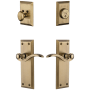 Grandeur Fifth Avenue Solid Brass Right Handed Single Cylinder Keyed Entry Leverset and Deadbolt Combo Pack with Bellagio Lever and 2-3/4" Backset Vintage Brass