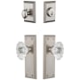 Grandeur Fifth Avenue Solid Brass Single Cylinder Keyed Entry Knobset and Deadbolt Combo Pack with Biarritz Crystal Knob and 2-3/4" Backset Satin Nickel