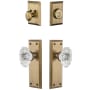 Grandeur Fifth Avenue Solid Brass Single Cylinder Keyed Entry Knobset and Deadbolt Combo Pack with Biarritz Crystal Knob and 2-3/4" Backset Vintage Brass