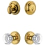 Grandeur Georgetown Solid Brass Single Cylinder Keyed Entry Knobset and Deadbolt Combo Pack with Chambord Crystal Knob and 2-3/4" Backset Lifetime Brass