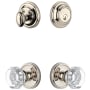 Grandeur Georgetown Solid Brass Single Cylinder Keyed Entry Knobset and Deadbolt Combo Pack with Chambord Crystal Knob and 2-3/4" Backset Polished Nickel