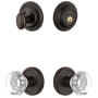 Grandeur Georgetown Solid Brass Single Cylinder Keyed Entry Knobset and Deadbolt Combo Pack with Chambord Crystal Knob and 2-3/4" Backset Timeless Bronze