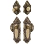 Grandeur Grande Victorian Solid Brass Single Cylinder Keyed Entry Knobset and Deadbolt Combo Pack with Grande Victorian Knob and 2-3/4" Backset Vintage Brass