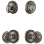 Grandeur Newport Solid Brass Single Cylinder Keyed Entry Knobset and Deadbolt Combo Pack with Windsor Knob and 2-3/4" Backset Antique Pewter