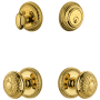 Grandeur Newport Solid Brass Single Cylinder Keyed Entry Knobset and Deadbolt Combo Pack with Windsor Knob and 2-3/4" Backset Lifetime Brass