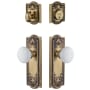 Grandeur Parthenon Solid Brass Single Cylinder Keyed Entry Knobset and Deadbolt Combo Pack with Hyde Park Knob and 2-3/4" Backset Vintage Brass