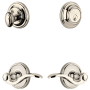 Grandeur Georgetown Solid Brass Right Handed Single Cylinder Keyed Entry Leverset and Deadbolt Combo Pack with Bellagio Lever and 2-3/4" Backset Polished Nickel