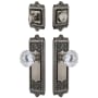 Grandeur Windsor Solid Brass Single Cylinder Keyed Entry Knobset and Deadbolt Combo Pack with Fontainebleau Crystal Knob and 2-3/4" Backset Antique Pewter