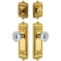 Grandeur Windsor Solid Brass Single Cylinder Keyed Entry Knobset and Deadbolt Combo Pack with Fontainebleau Crystal Knob and 2-3/4" Backset Lifetime Brass