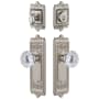 Grandeur Windsor Solid Brass Single Cylinder Keyed Entry Knobset and Deadbolt Combo Pack with Fontainebleau Crystal Knob and 2-3/4" Backset Satin Nickel