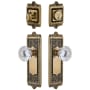 Grandeur Windsor Solid Brass Single Cylinder Keyed Entry Knobset and Deadbolt Combo Pack with Fontainebleau Crystal Knob and 2-3/4" Backset Vintage Brass