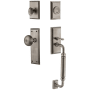 Grandeur Fifth Avenue Solid Brass Rose Keyed Entry Single Cylinder "C" Grip Handleset with Fifth Avenue Knob and 2-3/4" Backset Antique Pewter