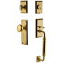 Grandeur Fifth Avenue Solid Brass Rose Keyed Entry Single Cylinder "C" Grip Handleset with Fifth Avenue Knob and 2-3/4" Backset Lifetime Brass