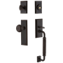Grandeur Fifth Avenue Solid Brass Rose Keyed Entry Single Cylinder "C" Grip Handleset with Fifth Avenue Knob and 2-3/4" Backset Timeless Bronze