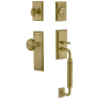 Grandeur Fifth Avenue Solid Brass Rose Keyed Entry Single Cylinder "C" Grip Handleset with Fifth Avenue Knob and 2-3/4" Backset Vintage Brass