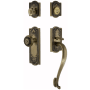 Grandeur Parthenon Solid Brass Sectional Single Cylinder Keyed Entry Handleset with Parthenon Interior Knob and 2-3/4" Backset Vintage Brass