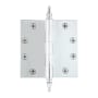 Grandeur 4.5 x 4.5 Inch Plain Bearing Square Corner Mortise Door Hinge with Steeple Finial - Single Hinge Bright Chrome