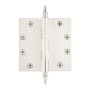 Grandeur 4.5 x 4.5 Inch Plain Bearing Square Corner Mortise Door Hinge with Steeple Finial - Single Hinge Polished Nickel