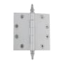 Grandeur 4.5 x 4.5 Inch Plain Bearing Square Corner Mortise Door Hinge with Steeple Finial - Single Hinge Satin Nickel