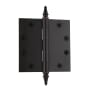 Grandeur 4.5 x 4.5 Inch Plain Bearing Square Corner Mortise Door Hinge with Steeple Finial - Single Hinge Timeless Bronze