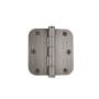 Grandeur 3.5 x 3.5 Inch Plain Bearing 5/8" Radius Corner Mortise Door Hinge with Button Finial - Single Hinge Antique Pewter