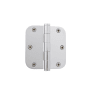 Grandeur 3.5 x 3.5 Inch Plain Bearing 5/8" Radius Corner Mortise Door Hinge with Button Finial - Single Hinge Bright Chrome