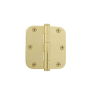 Grandeur 3.5 x 3.5 Inch Plain Bearing 5/8" Radius Corner Mortise Door Hinge with Button Finial - Single Hinge Polished Brass