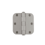 Grandeur 3.5 x 3.5 Inch Plain Bearing 5/8" Radius Corner Mortise Door Hinge with Button Finial - Single Hinge Satin Nickel