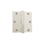 Grandeur 3.5 x 3.5 Inch Plain Bearing Square Corner Mortise Door Hinge with Button Finial - Single Hinge Polished Nickel