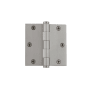 Grandeur 3.5 x 3.5 Inch Plain Bearing Square Corner Mortise Door Hinge with Button Finial - Single Hinge Satin Nickel