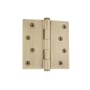 Grandeur 4 x 4 Inch Plain Bearing Square Corner Mortise Door Hinge with Button Finial - Single Hinge Vintage Brass