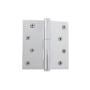 Grandeur 4 x 4 Inch Plain Bearing Square Corner Mortise Door Hinge with Button Finial - Single Hinge Bright Chrome