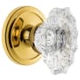 Grandeur Circulaire Solid Brass Rose Privacy Door Knob Set with Biarritz Crystal Knob and 2-3/8" Backset Polished Brass