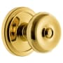 Grandeur Circulaire Solid Brass Rose Privacy Door Knob Set with Bouton Knob and 2-3/4" Backset Polished Brass