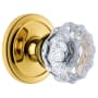 Grandeur Circulaire Solid Brass Rose Privacy Door Knob Set with Fontainebleau Crystal Knob and 2-3/8" Backset Lifetime Brass