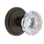 Grandeur Circulaire Solid Brass Rose Privacy Door Knob Set with Fontainebleau Crystal Knob and 2-3/8" Backset Timeless Bronze