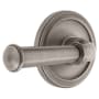 Grandeur Circulaire Solid Brass Rose Right Handed Privacy Door Lever Set with Georgetown Lever and 2-3/8" Backset Antique Pewter