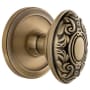 Grandeur Circulaire Solid Brass Rose Privacy Door Knob Set with Grande Victorian Knob and 2-3/4" Backset Vintage Brass