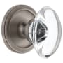 Grandeur Circulaire Solid Brass Rose Privacy Door Knob Set with Provence Crystal Knob and 2-3/4" Backset Antique Pewter