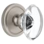 Grandeur Circulaire Solid Brass Rose Privacy Door Knob Set with Provence Crystal Knob and 2-3/4" Backset Satin Nickel